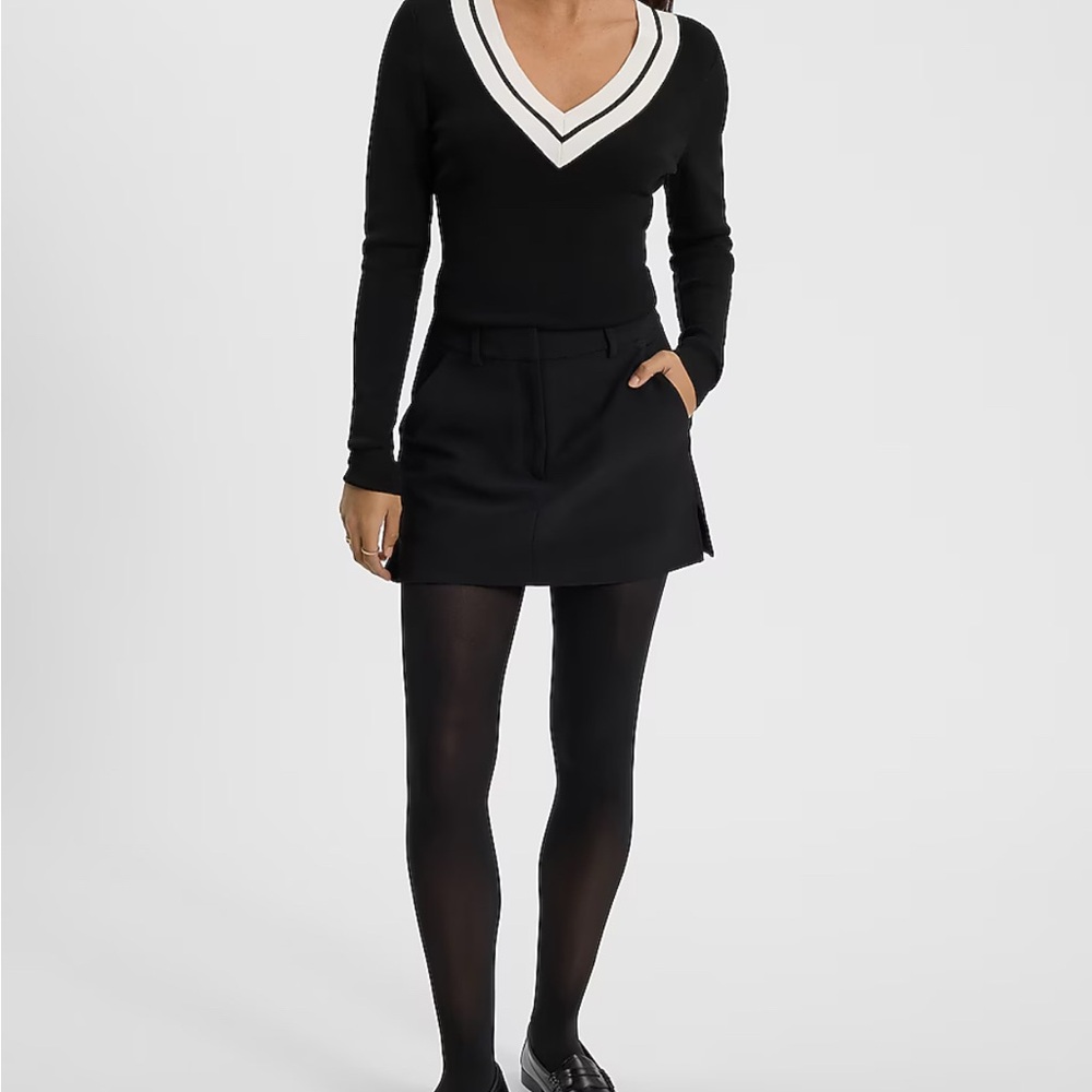 Fitted Tipped V-Neck Sweater